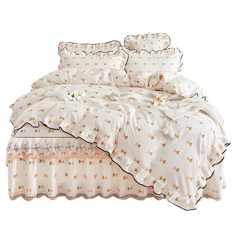 Premium Cotton Princess Soft Breathable Twill Lace 1.8*2.0m Four Piece Suit Bed Skirt Bedspread Duvet Cover
Premium Cotton Princess Soft Breathable Twill Lace 1.8*2.0m Four Piece Suit Bed Skirt Bedspread Duvet Cover