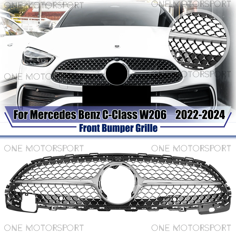 For Mercedes Benz C-Class W206 2022-2024 C200 C300 C43 AMG Diamonds Style Racing Grille Bumper Chrome Silver Front Grille
For Mercedes Benz C-Class W206 2022-2024 C200 C300 C43 AMG Diamonds Style Racing Grille Bumper Chrome Silver Front Grille