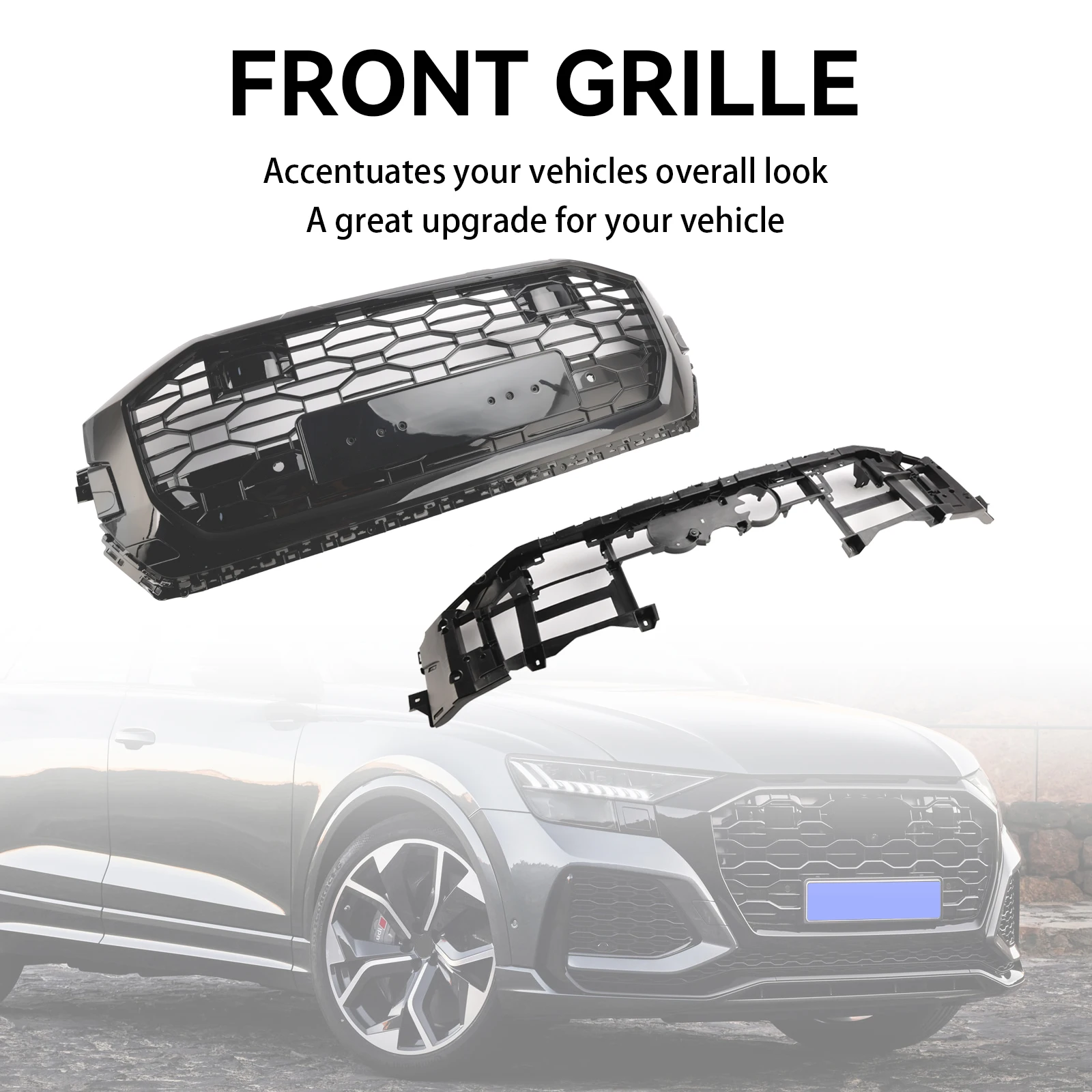 RSQ8 Style Gloss Black Front Honeycomb Mesh Grille Fit for Audi Q8/SQ8 2019-2023
RSQ8 Style Gloss Black Front Honeycomb Mesh Grille Fit for Audi Q8/SQ8 2019-2023