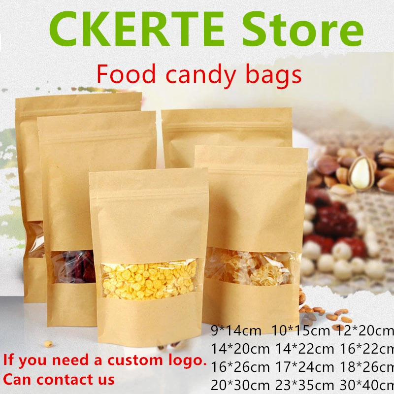 100pcs Kraft Paper Bags Zip Lock Brown With Window Stand Up Resealable Grip Ziplock Pouches Tea Coffee Bean Candy Packaging Food
100pcs Kraft Paper Bags Zip Lock Brown With Window Stand Up Resealable Grip Ziplock Pouches Tea Coffee Bean Candy Packaging Food
