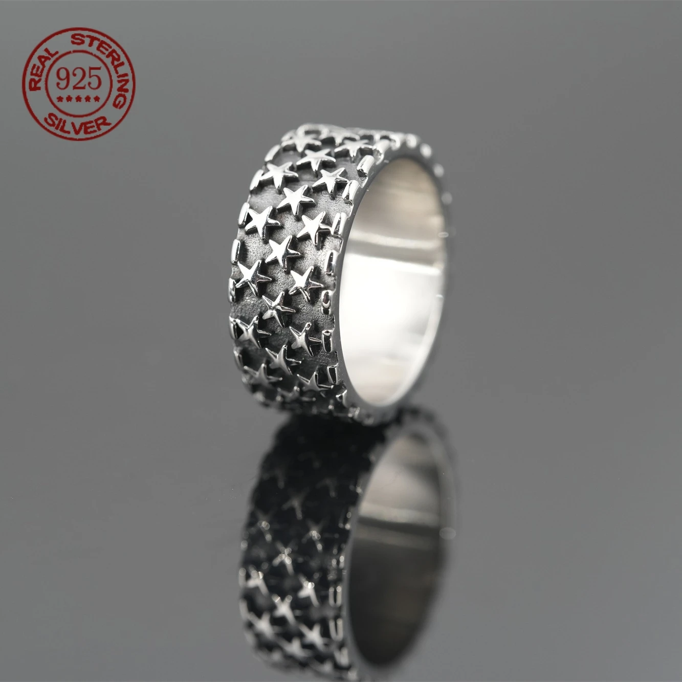S925 Sterling Silver Star Pattern Cuff Rings For Women Couples Fashion Vintage Minimalist Hip Hop Handmade Party Jewelry Gift
S925 Sterling Silver Star Pattern Cuff Rings For Women Couples Fashion Vintage Minimalist Hip Hop Handmade Party Jewelry Gift