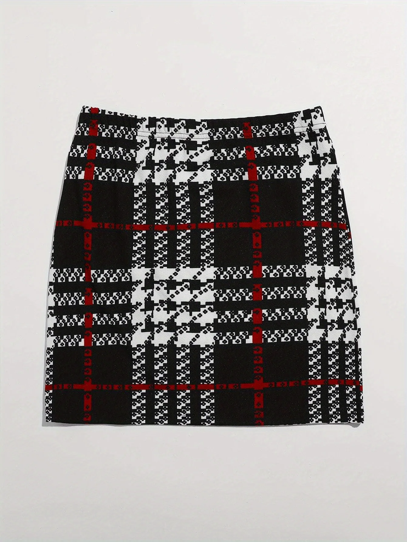 Women Black White And Red Plaid Knit Mini Skirt Casual High Waist Slim Fit A-Line Skirt For Daily Wear Streetwear & Preppy Style
Women Black White And Red Plaid Knit Mini Skirt Casual High Waist Slim Fit A-Line Skirt For Daily Wear Streetwear & Preppy Style