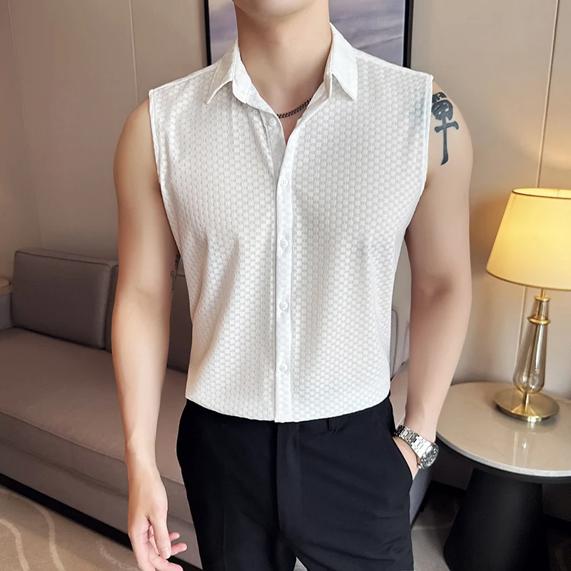 2025 Summer New Men's Hollow Sleeveless Shirt Fashion Social Banquet Slimming Shirt Breathable and Comfortable Tailcoat T-shirt
2025 Summer New Men's Hollow Sleeveless Shirt Fashion Social Banquet Slimming Shirt Breathable and Comfortable Tailcoat T-shirt