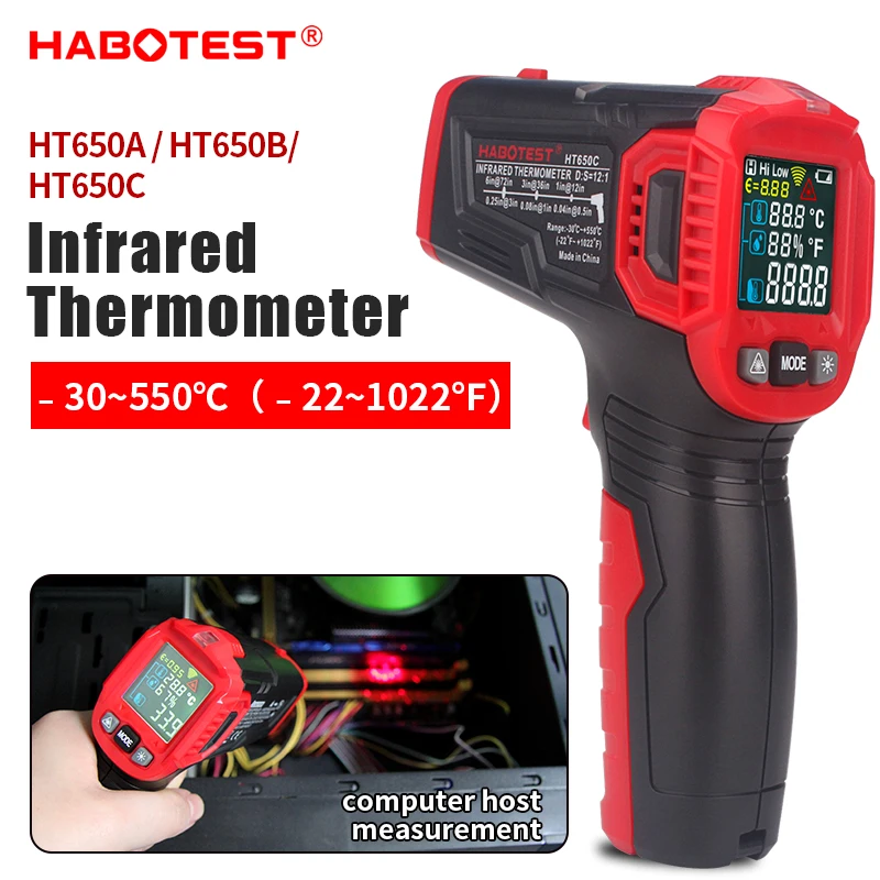 HABOTEST HT650 Digital Infrared Laser Temperature Non-contact Industrial Laser Temperature Meter Temperature Gun Tester
HABOTEST HT650 Digital Infrared Laser Temperature Non-contact Industrial Laser Temperature Meter Temperature Gun Tester