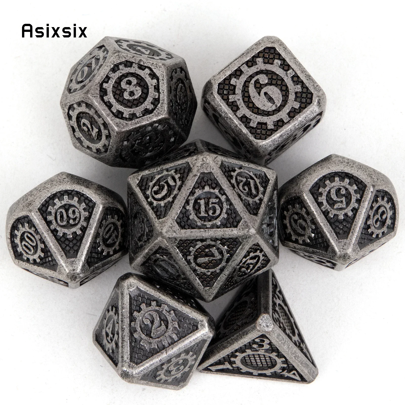 7 Pcs Black Gear Wheel Metal Dice Solid Metal Polyhedral Dice Set Suitable For Role-Playing RPG Gift Card Game
7 Pcs Black Gear Wheel Metal Dice Solid Metal Polyhedral Dice Set Suitable For Role-Playing RPG Gift Card Game