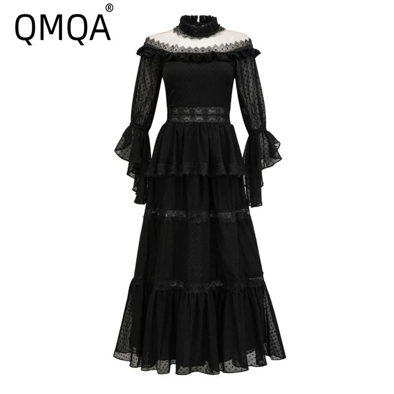 QMQA Fashion Women's Elegant Dress Stand Neck Off Shoulder Flare Long Sleeve Spliced Lace Dress 2025 Spring New Clothing QM11
QMQA Fashion Women's Elegant Dress Stand Neck Off Shoulder Flare Long Sleeve Spliced Lace Dress 2025 Spring New Clothing QM11