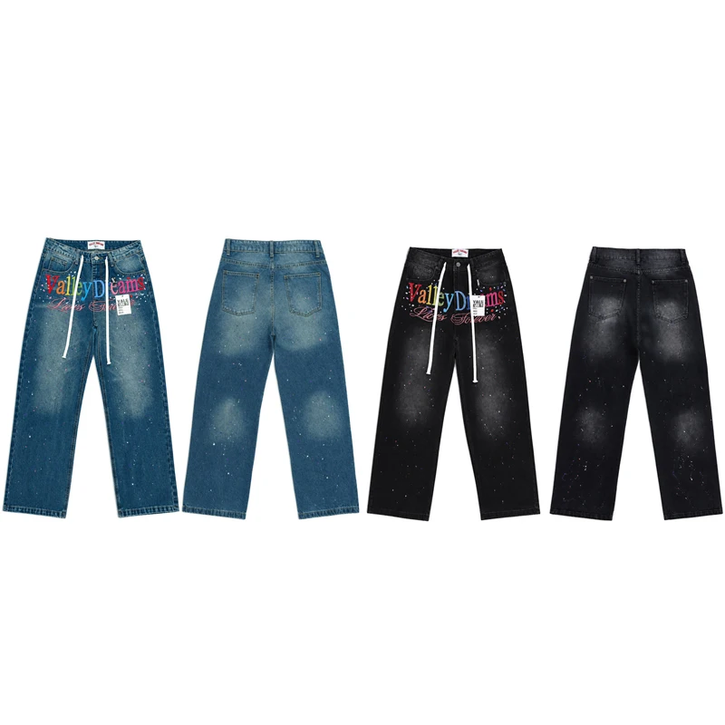 26SS New High-Quality Embroidered Letter Vale Denim Jeans American Style Vintage Washed Denim Jeans
26SS New High-Quality Embroidered Letter Vale Denim Jeans American Style Vintage Washed Denim Jeans