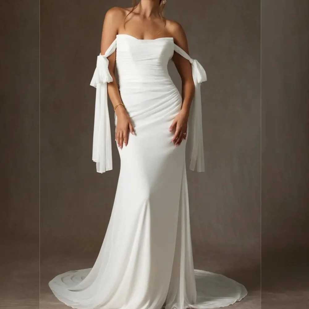 Customized Woman Elegant Party Wedding Chiffon Pleat Off-the-shoulder Mermaid Long Dresses Bespoke Occasion High Quality
Customized Woman Elegant Party Wedding Chiffon Pleat Off-the-shoulder Mermaid Long Dresses Bespoke Occasion High Quality