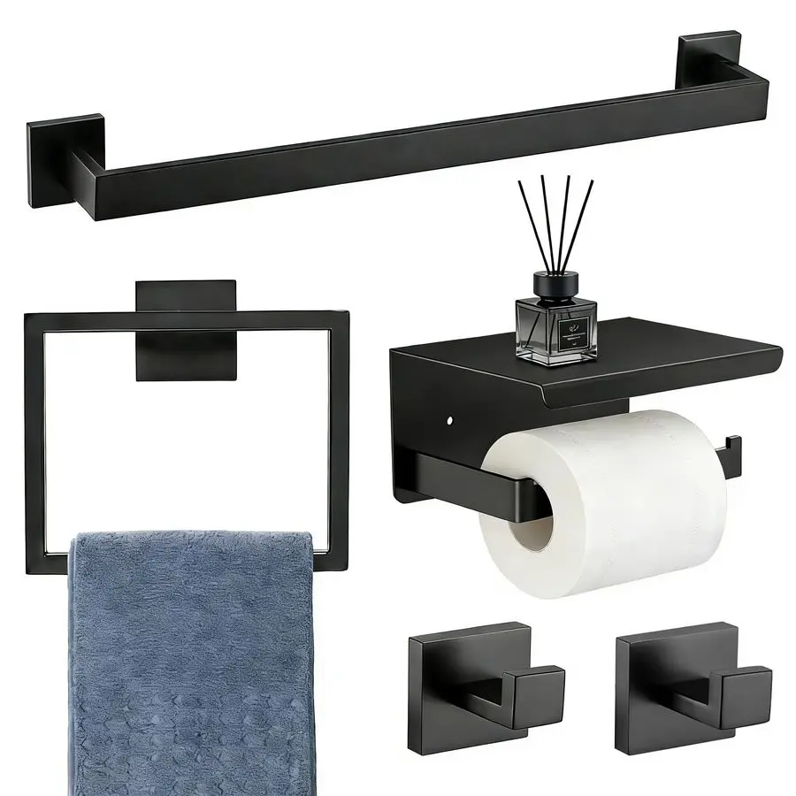 Matte Black Bathroom Accessories Set, Bathroom Hardware Set, SUS 304 Stainless Steel,16 Inch Towel Bar, Towel Holder, Updated To
Matte Black Bathroom Accessories Set, Bathroom Hardware Set, SUS 304 Stainless Steel,16 Inch Towel Bar, Towel Holder, Updated To