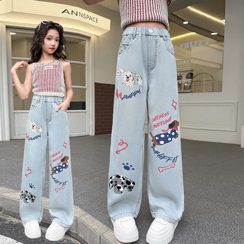 Girls Summer Tencel Jeans New Unique Design Teenage Children Cartoon Printed Loose Straight Pants Kids Street Wide Leg Trousers
Girls Summer Tencel Jeans New Unique Design Teenage Children Cartoon Printed Loose Straight Pants Kids Street Wide Leg Trousers