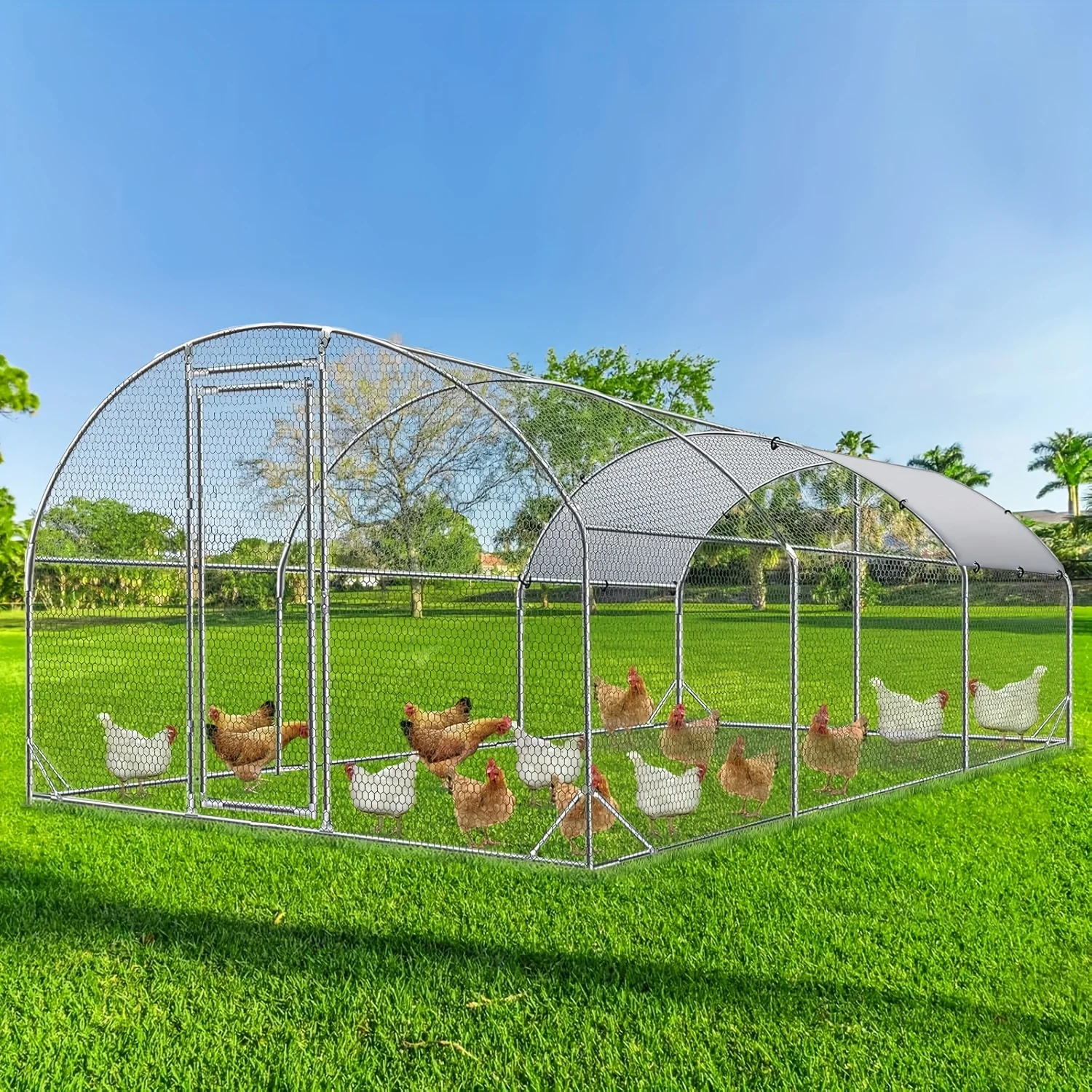 Spacious Chicken Enclosure Featuring a Walk-In Design, Suitable for Poultry. This Outdoor Coop Includes a Covered Area for Small
Spacious Chicken Enclosure Featuring a Walk-In Design, Suitable for Poultry. This Outdoor Coop Includes a Covered Area for Small