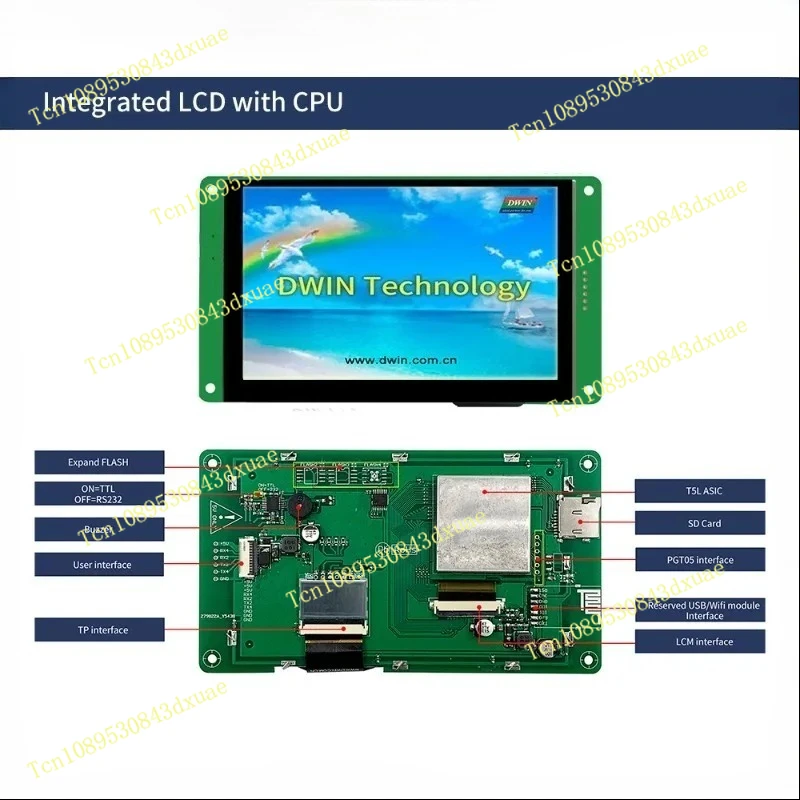 DWIN 5-дюймовая ЖК-панель с интерфейсом человеческой машины 800*480, сенсорный экран, ЖК-модуль UART DMG80480C050_03WTC
DWIN 5-дюймовая ЖК-панель с интерфейсом человеческой машины 800*480, сенсорный экран, ЖК-модуль UART DMG80480C050_03WTC