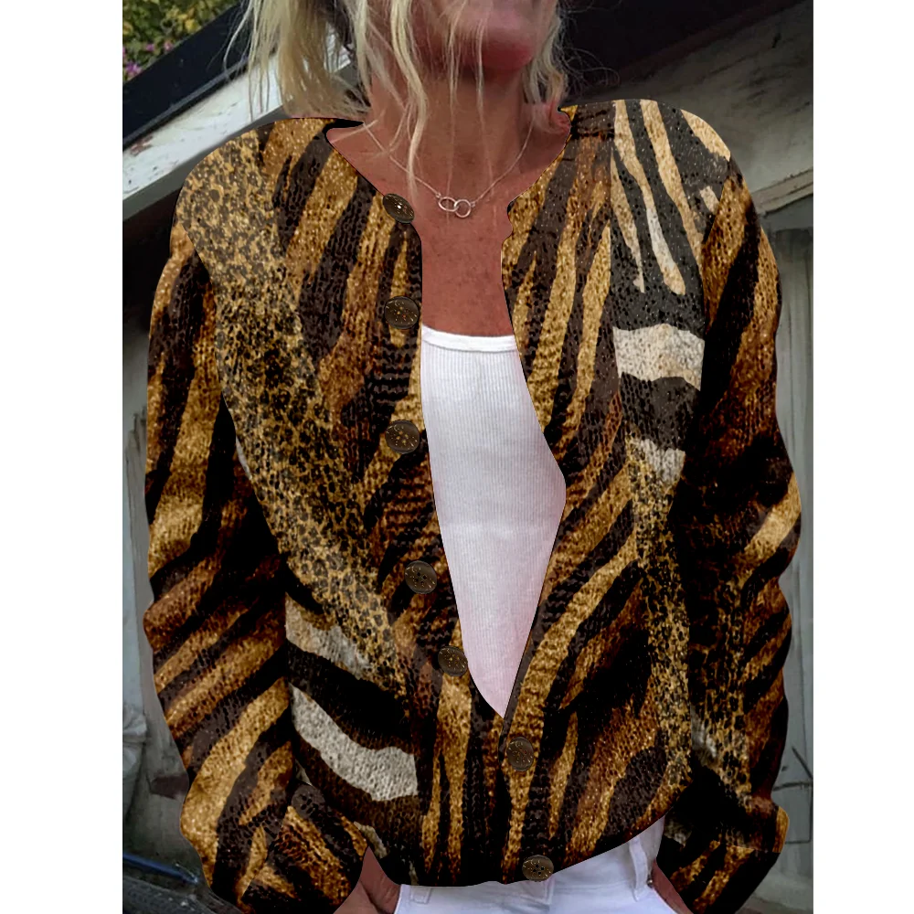 Autumn Winter Knitted leopard Cardigan Sweater Streetwear Women Sweaters Knit Top Casual Cool Jumpers Fashion
Autumn Winter Knitted leopard Cardigan Sweater Streetwear Women Sweaters Knit Top Casual Cool Jumpers Fashion