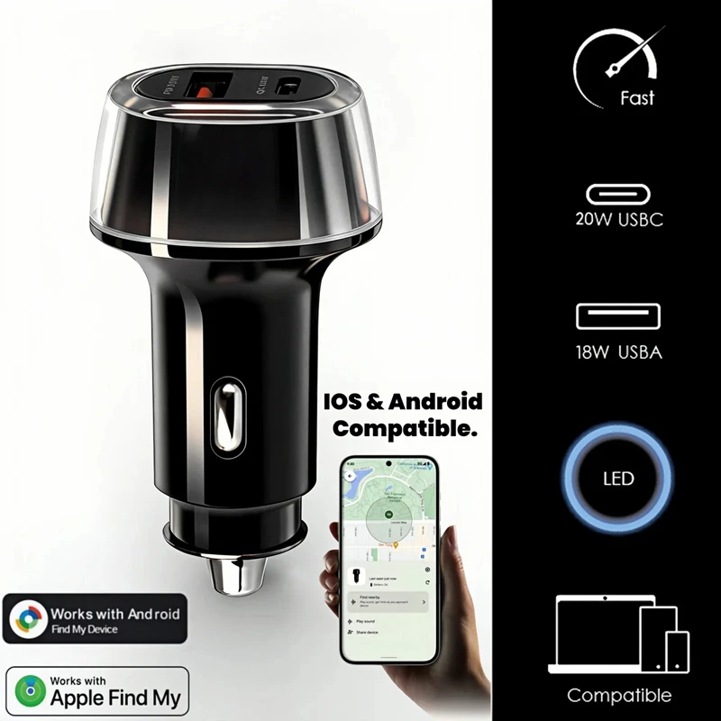 Car Charge GPS Locator Tracker 30W USB Phone Charger Fast Charging Type C QC3.0 Works with iOS Find My APP,Google,Android
Car Charge GPS Locator Tracker 30W USB Phone Charger Fast Charging Type C QC3.0 Works with iOS Find My APP,Google,Android