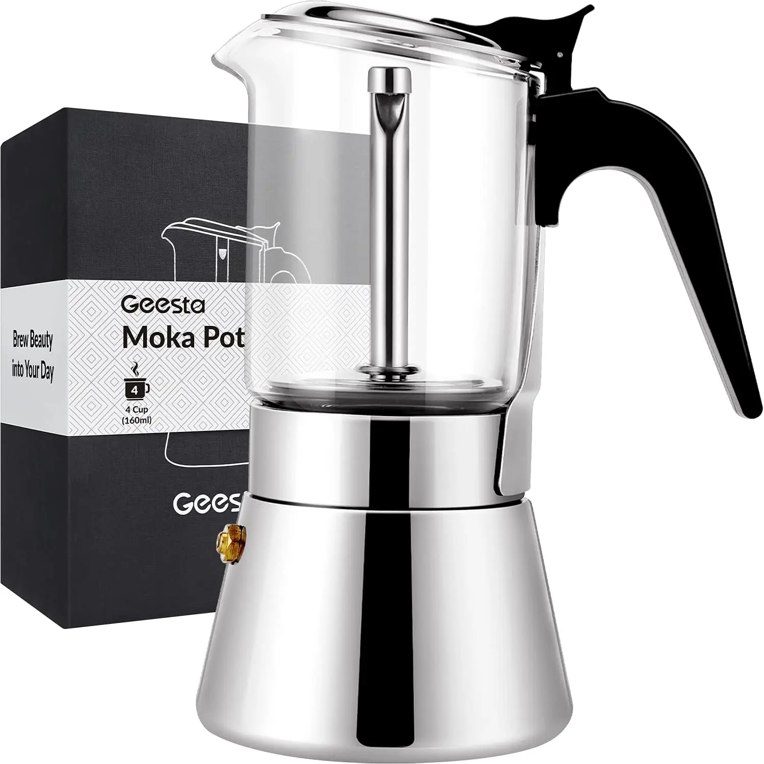 Stainless Steel Moka Pot for Stovetop with Heat Resistant Handle and Locking Lid, 4 Cup 160ml Espresso Maker
Stainless Steel Moka Pot for Stovetop with Heat Resistant Handle and Locking Lid, 4 Cup 160ml Espresso Maker