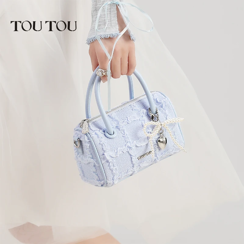 TOUTOU женская сумка для боулинга для девочек, подарок на день рождения, сине-белая, оригинальная дизайнерская брендовая сумка через плечо на одно плечо, обратно в школу