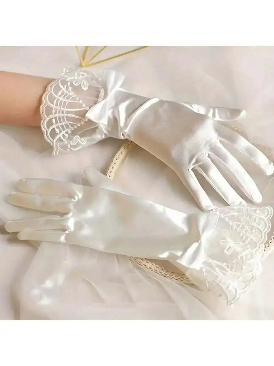 Elegant White Satin Lace Bow Gloves For Bridal Wedding Evening Prom Valentines Day
Elegant White Satin Lace Bow Gloves For Bridal Wedding Evening Prom Valentines Day
