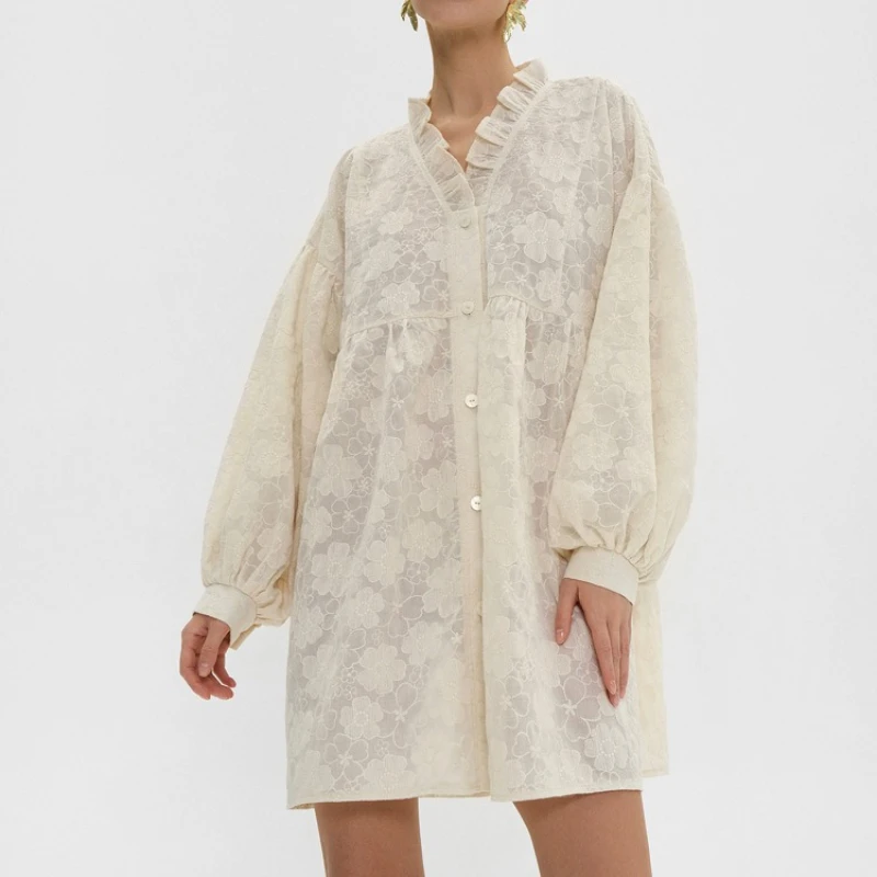 2025 Spring and Autumn French Sweet Wind Jacquard Design Shirt Skirt Bubble Sleeve Loose Women's Dress
2025 Spring and Autumn French Sweet Wind Jacquard Design Shirt Skirt Bubble Sleeve Loose Women's Dress