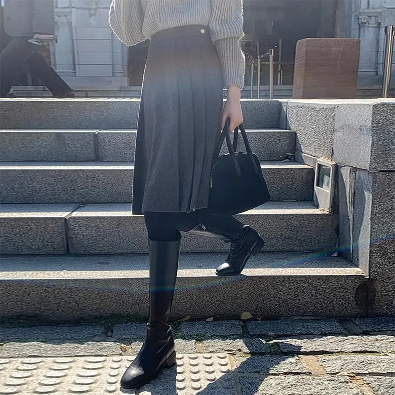 New Autumn Winter Woolen Skirt Women Korean Fashion High Waist Slim Elegant Office Lady Pleated Skirts A-line Grey Mini Jupe
New Autumn Winter Woolen Skirt Women Korean Fashion High Waist Slim Elegant Office Lady Pleated Skirts A-line Grey Mini Jupe