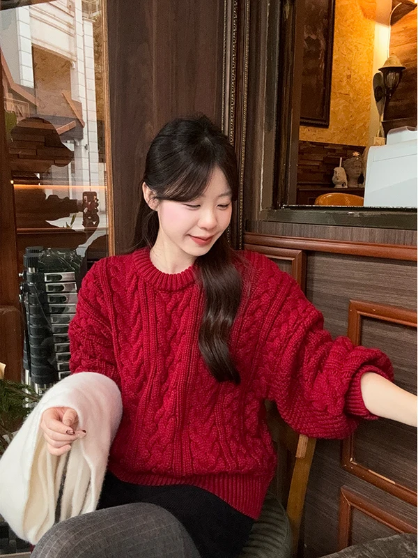 Ladies Thickened Knitted Sweater Summer New Loose Slimming Top Trendy Over-sized Crew Neck Pullover Casual Comfortable Wear
Ladies Thickened Knitted Sweater Summer New Loose Slimming Top Trendy Over-sized Crew Neck Pullover Casual Comfortable Wear