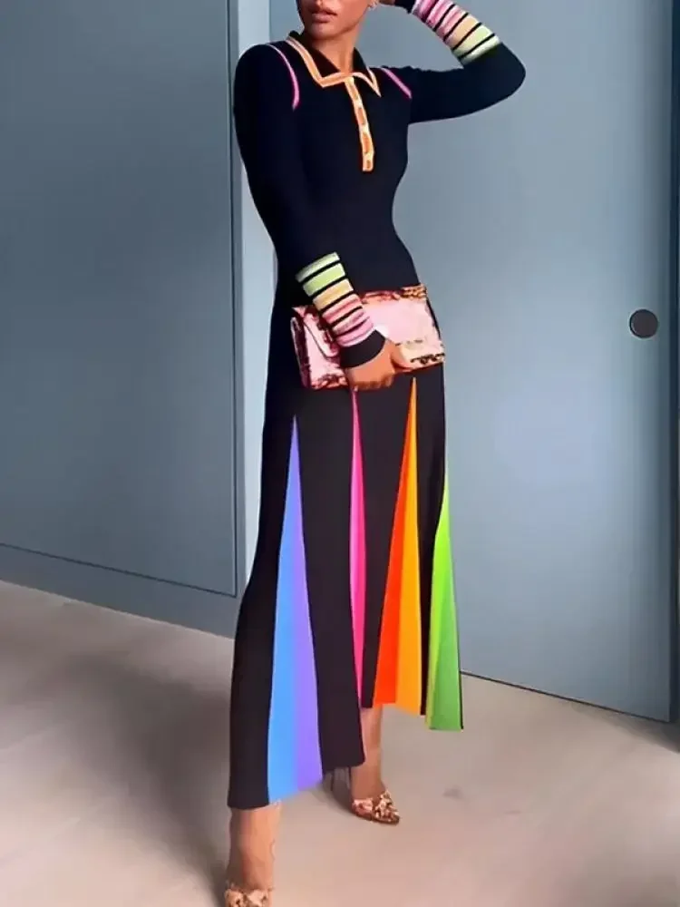 Missuoo Women's Slim Fit A-line Dress Lapel Collar Long Sleeve Colorful Striped Pleated Dress Spring and Fall Fashion Midi Dress
Missuoo Women's Slim Fit A-line Dress Lapel Collar Long Sleeve Colorful Striped Pleated Dress Spring and Fall Fashion Midi Dress