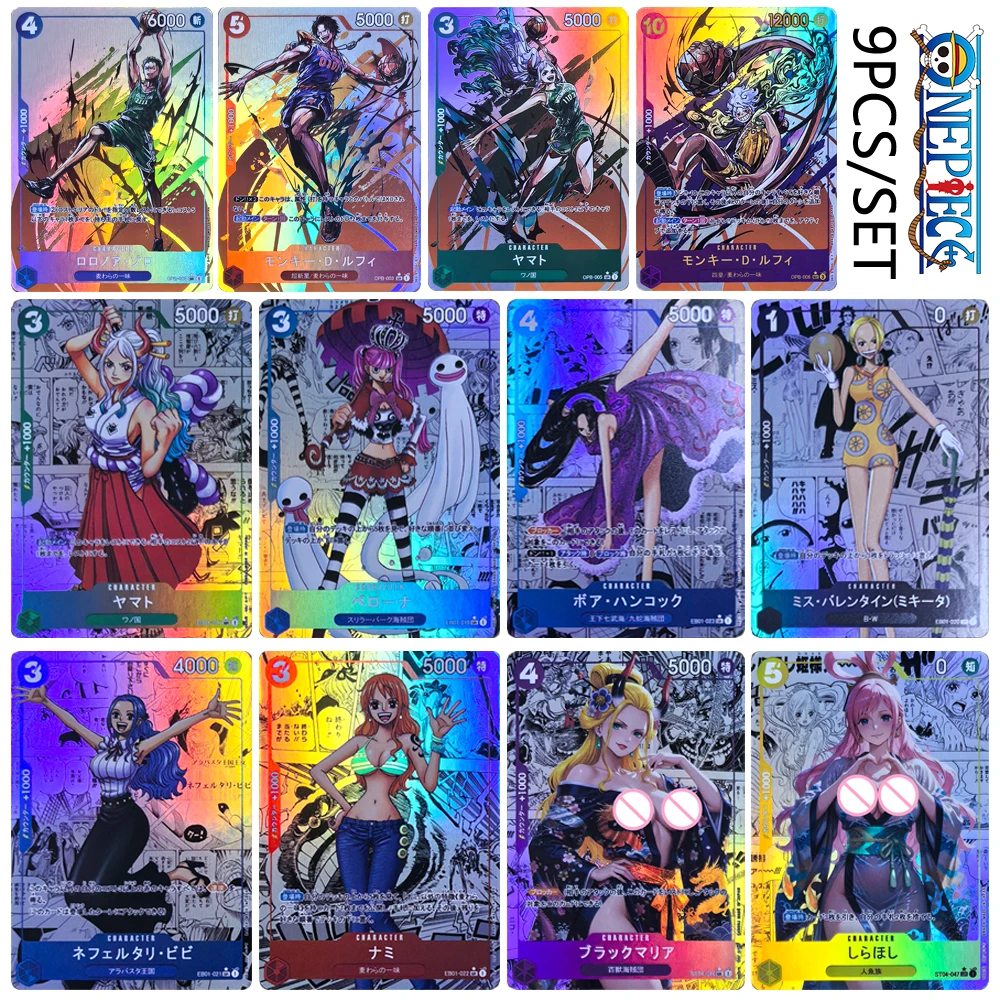 One Piece DIY 9PCS/SET Nami Vivi Yamato Perona Luffy Zoro Shanks Hancock Robin Holographic Texture Collectible Card Holiday Gift
One Piece DIY 9PCS/SET Nami Vivi Yamato Perona Luffy Zoro Shanks Hancock Robin Holographic Texture Collectible Card Holiday Gift