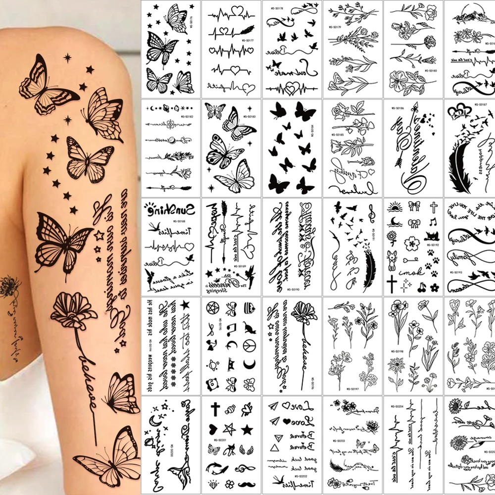 30/35pcs Flower Letter Butterfly Star Bow Tattoo Stickers 3D Mixed Waterproof Temporary Tattoo Sticker for Arm, Neck, Ankle Deco
30/35pcs Flower Letter Butterfly Star Bow Tattoo Stickers 3D Mixed Waterproof Temporary Tattoo Sticker for Arm, Neck, Ankle Deco