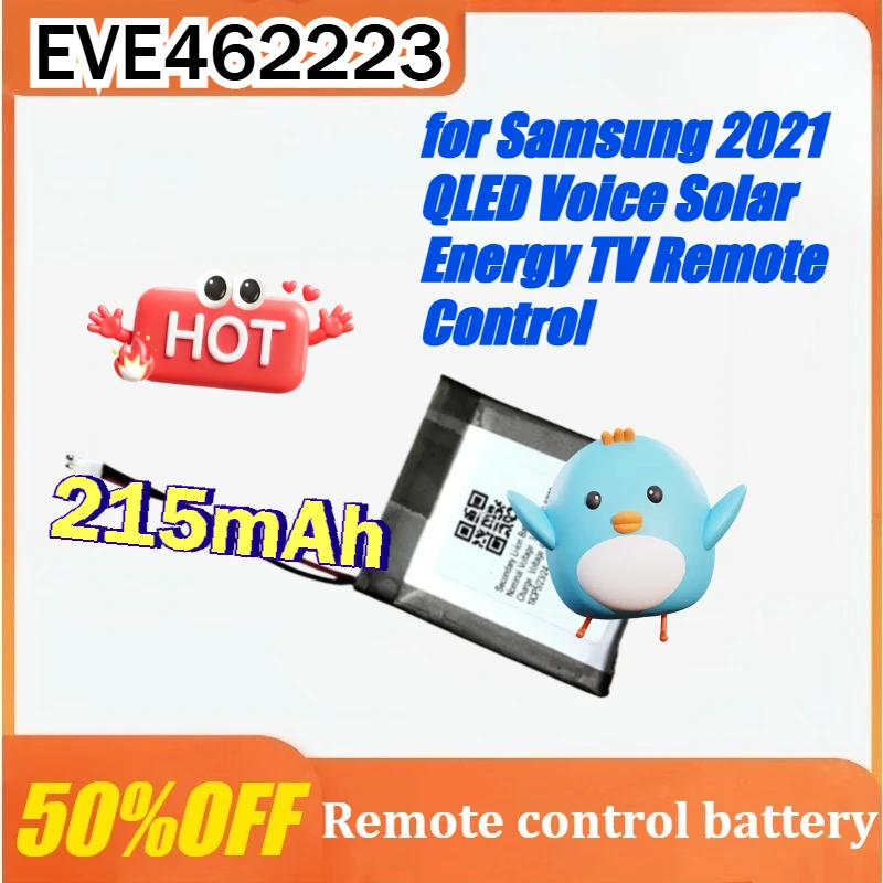 215mAh EVE462223 BN59-01357A Battery for Samsung 2021 QLED Voice Solar Energy TV Remote Control TM2180E QN9 QN8 QN7
215mAh EVE462223 BN59-01357A Battery for Samsung 2021 QLED Voice Solar Energy TV Remote Control TM2180E QN9 QN8 QN7