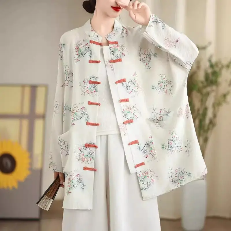 Literary Artistic Silk Llinen Printed Oversized Women's Clothing Chinese Button Up Shirt Cardigan Sun Protection Jacket K1409
Literary Artistic Silk Llinen Printed Oversized Women's Clothing Chinese Button Up Shirt Cardigan Sun Protection Jacket K1409