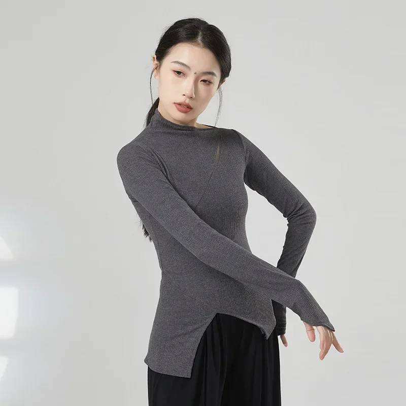 Modern dance dance practice clothes Autumn and winter diagonal neck long-sleeved shirt Classical dance top Body training clothes
Modern dance dance practice clothes Autumn and winter diagonal neck long-sleeved shirt Classical dance top Body training clothes