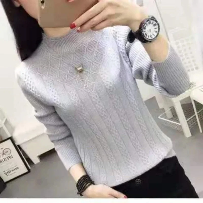 Half Turtleneck Knitted Women Sweater Ladies Autumn Winter Fashion Korean Long Sleeve Pullover Sweater Warm Soft Tops
Half Turtleneck Knitted Women Sweater Ladies Autumn Winter Fashion Korean Long Sleeve Pullover Sweater Warm Soft Tops