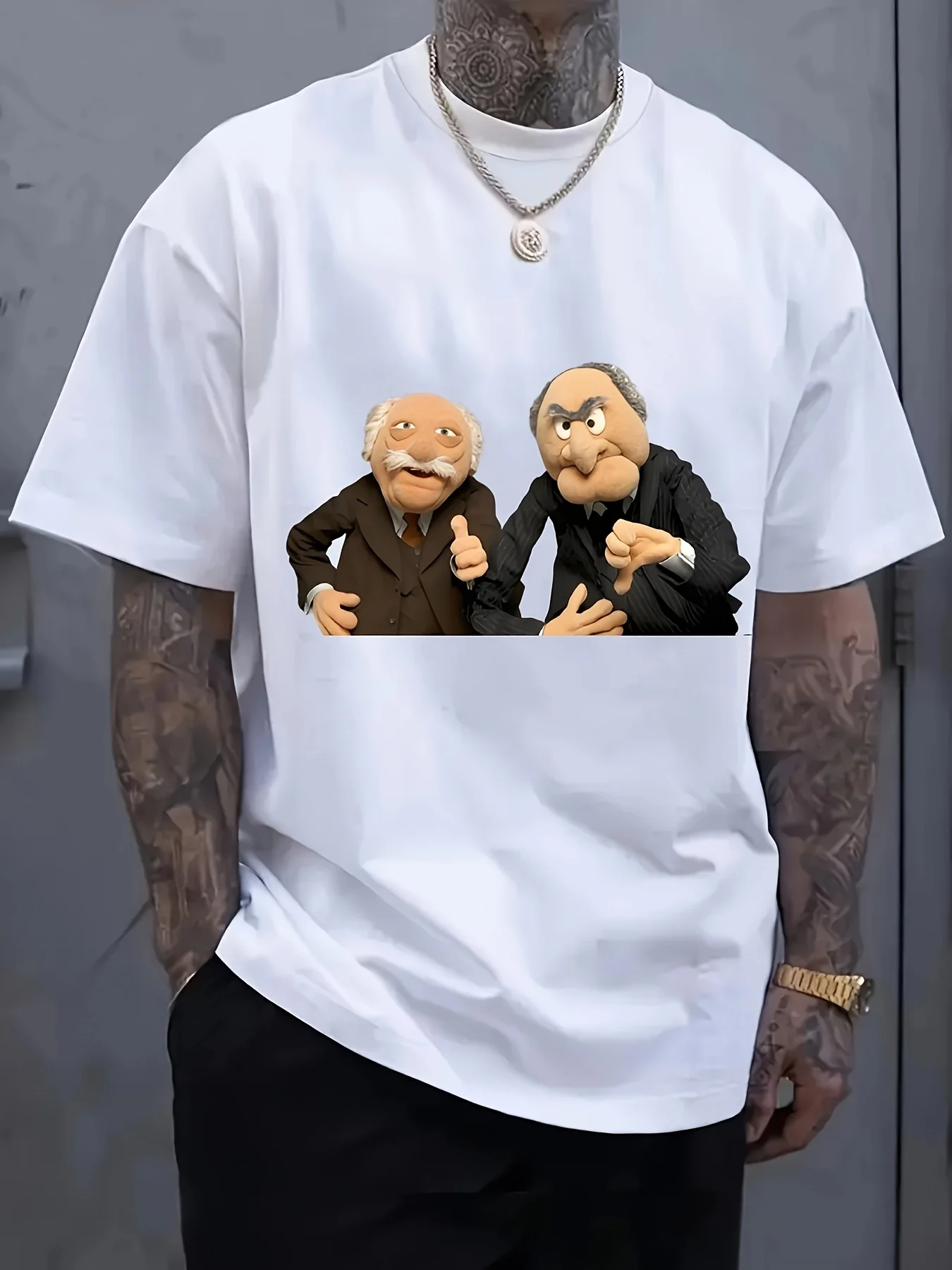 Men'S Statler & Waldorf "Puppet Show" Graphic T-Shirt - Black Casual Short Sleeve Tee with Vintage Puppets Print
Men'S Statler & Waldorf "Puppet Show" Graphic T-Shirt - Black Casual Short Sleeve Tee with Vintage Puppets Print