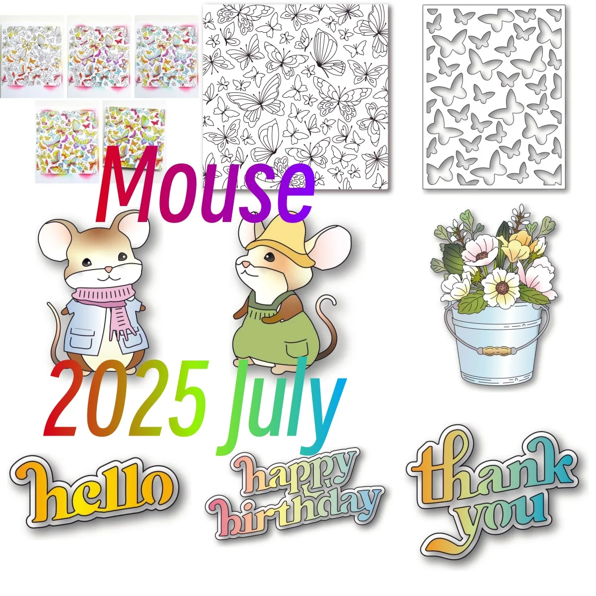 2025 July Mouse Butterfly Garden Happy Birthday Metal Cutting Dies Clear Stamps Stencils for DIY Make Card Scrapbook Embossed
2025 July Mouse Butterfly Garden Happy Birthday Metal Cutting Dies Clear Stamps Stencils for DIY Make Card Scrapbook Embossed
