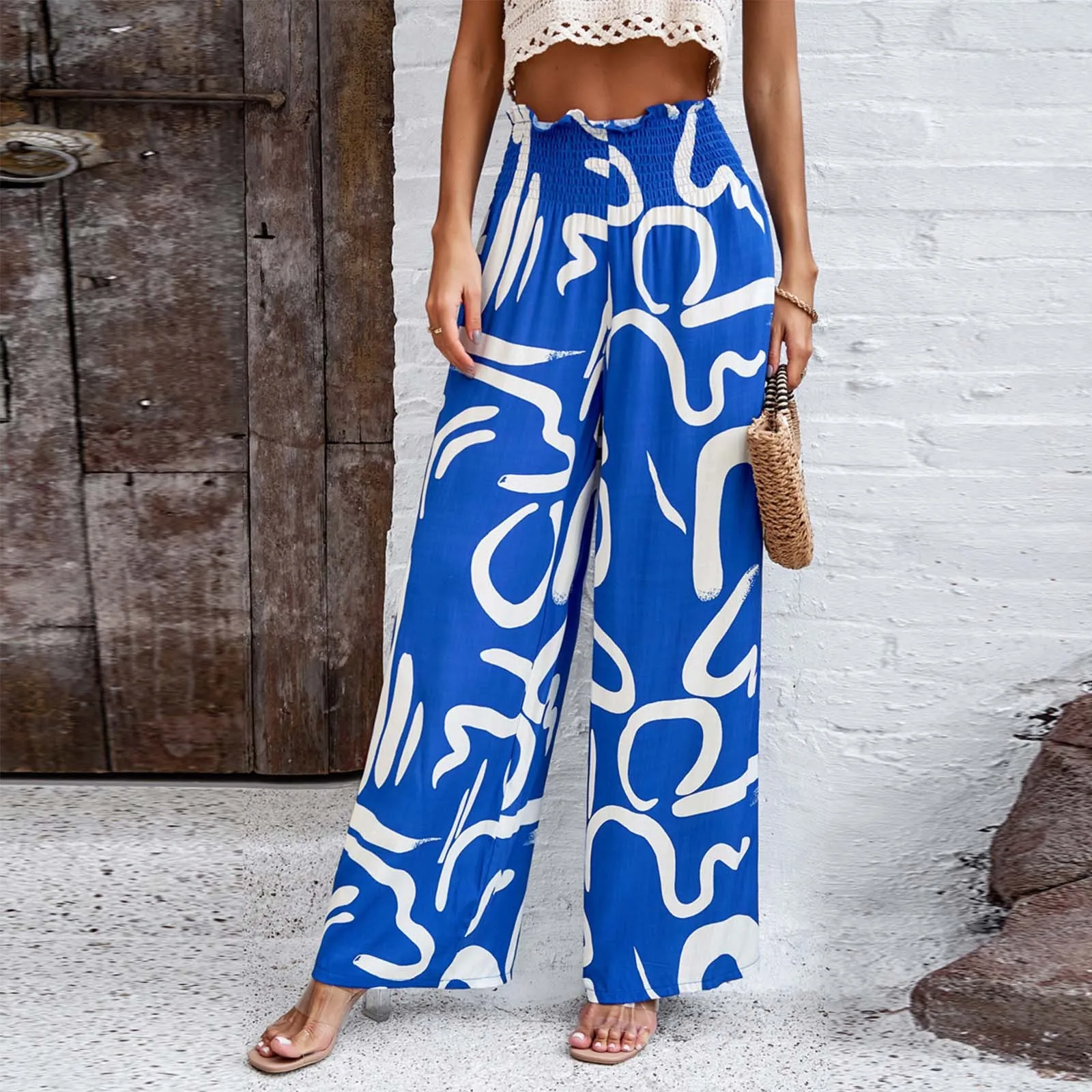 Women's Trousers Printed Elastic Waist Loose Wide Leg Straight Pants Comdort Casual Versatile Outdoor Summer Thin 2024 New
Women's Trousers Printed Elastic Waist Loose Wide Leg Straight Pants Comdort Casual Versatile Outdoor Summer Thin 2024 New