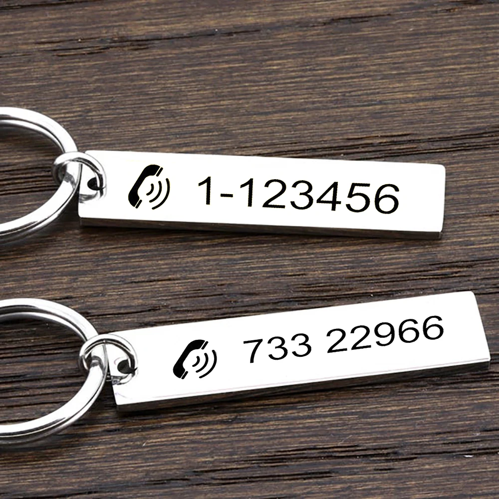 Custom Keychain Stainless Steel Key Ring Car Key Pet Dogs Anti-lost Phone Number Plate Pendant Personalised Gifts for Boyfriend
Custom Keychain Stainless Steel Key Ring Car Key Pet Dogs Anti-lost Phone Number Plate Pendant Personalised Gifts for Boyfriend