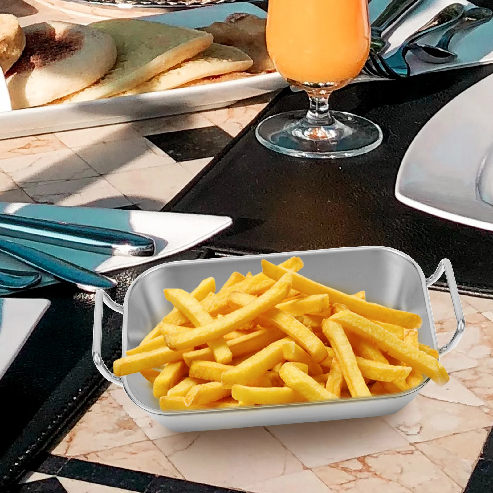 Snack Basket Food Tray Platters Stainless Steel Fried Child French Fries Dessert Cold Dishes Storage Rack Easy Clean
Snack Basket Food Tray Platters Stainless Steel Fried Child French Fries Dessert Cold Dishes Storage Rack Easy Clean
