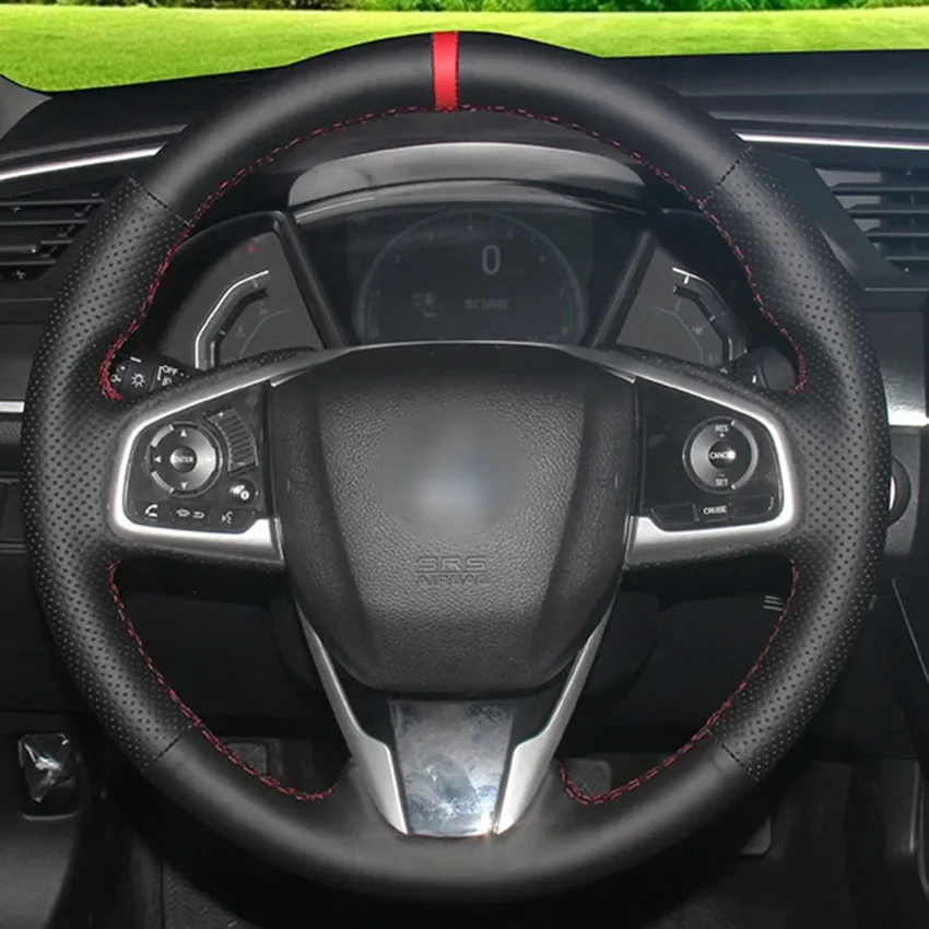 Hand-Stitch Non-slip Black Genuine Leather Red Marker Car Steering Wheel Cover for Honda Civic10 2016 Interior Accessories
Hand-Stitch Non-slip Black Genuine Leather Red Marker Car Steering Wheel Cover for Honda Civic10 2016 Interior Accessories