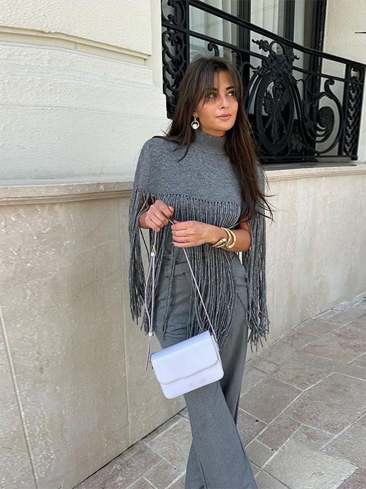 Tassel Knit Shawl Tops Women Fashion Loose Solid Half High Collar Pullover 2024 Autumn Elegant Office Lady Cover Up Knitwear
Tassel Knit Shawl Tops Women Fashion Loose Solid Half High Collar Pullover 2024 Autumn Elegant Office Lady Cover Up Knitwear