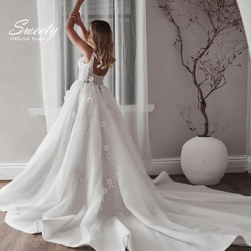 Luxury Wedding Dress Chiffon With Beading Ball Gown Sleeveless Square Collar Bride Dress Back Backless Vestido De Novia Train
Luxury Wedding Dress Chiffon With Beading Ball Gown Sleeveless Square Collar Bride Dress Back Backless Vestido De Novia Train