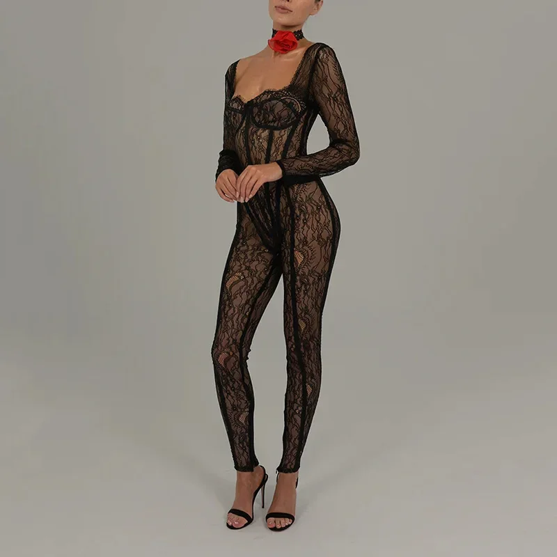 Women Sexy Lace Jumpsuit 2023 Autumn See Through Square Neck Long Sleeve Slim Fit One Piece Overalls Club Party Lingerie Rompers
Women Sexy Lace Jumpsuit 2023 Autumn See Through Square Neck Long Sleeve Slim Fit One Piece Overalls Club Party Lingerie Rompers