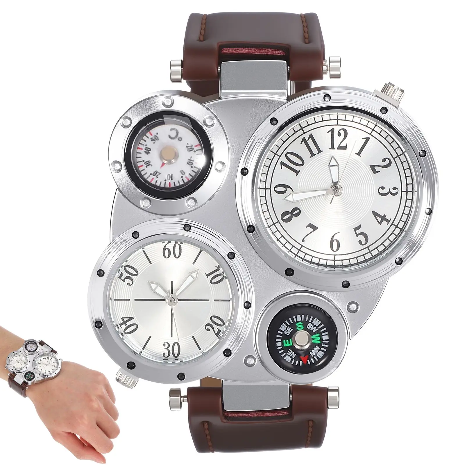 Thermometer Compass Watch Men Fashion Quartz Multi Time Display Durable Sports Watches For Men Adjustable Band
Thermometer Compass Watch Men Fashion Quartz Multi Time Display Durable Sports Watches For Men Adjustable Band