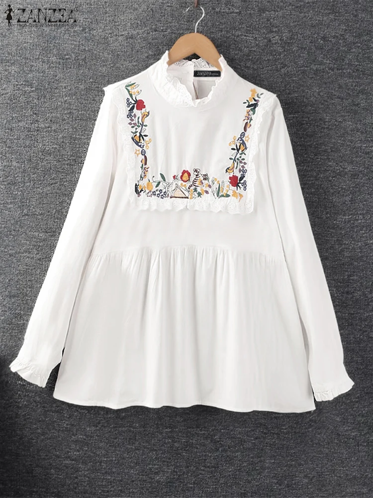 Elegant Solid Shirts ZANZEA Spring Embroidery Blouse Women Long Sleeve Tunic Tops Stylish Patchwork Work Blusas Loose Chemise
Elegant Solid Shirts ZANZEA Spring Embroidery Blouse Women Long Sleeve Tunic Tops Stylish Patchwork Work Blusas Loose Chemise