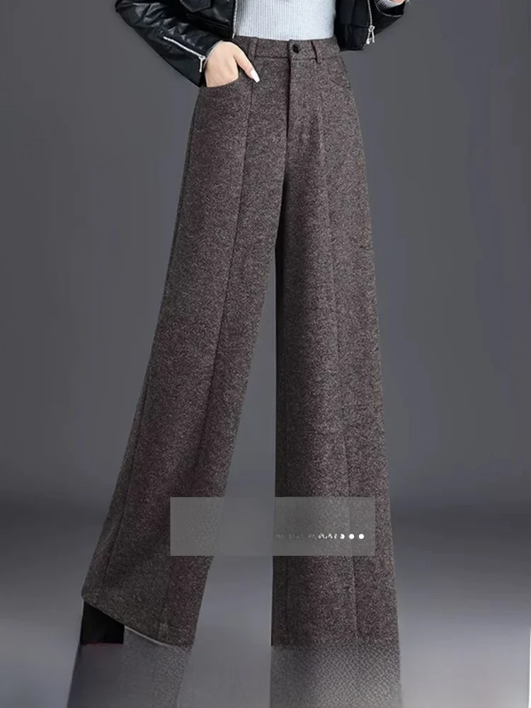 Шерстяные широкие брюки с высокой талией, женские брюки прямого кроя на подкладке, однотонные, корейская версия
Шерстяные широкие брюки с высокой талией, женские брюки прямого кроя на подкладке, однотонные, корейская версия