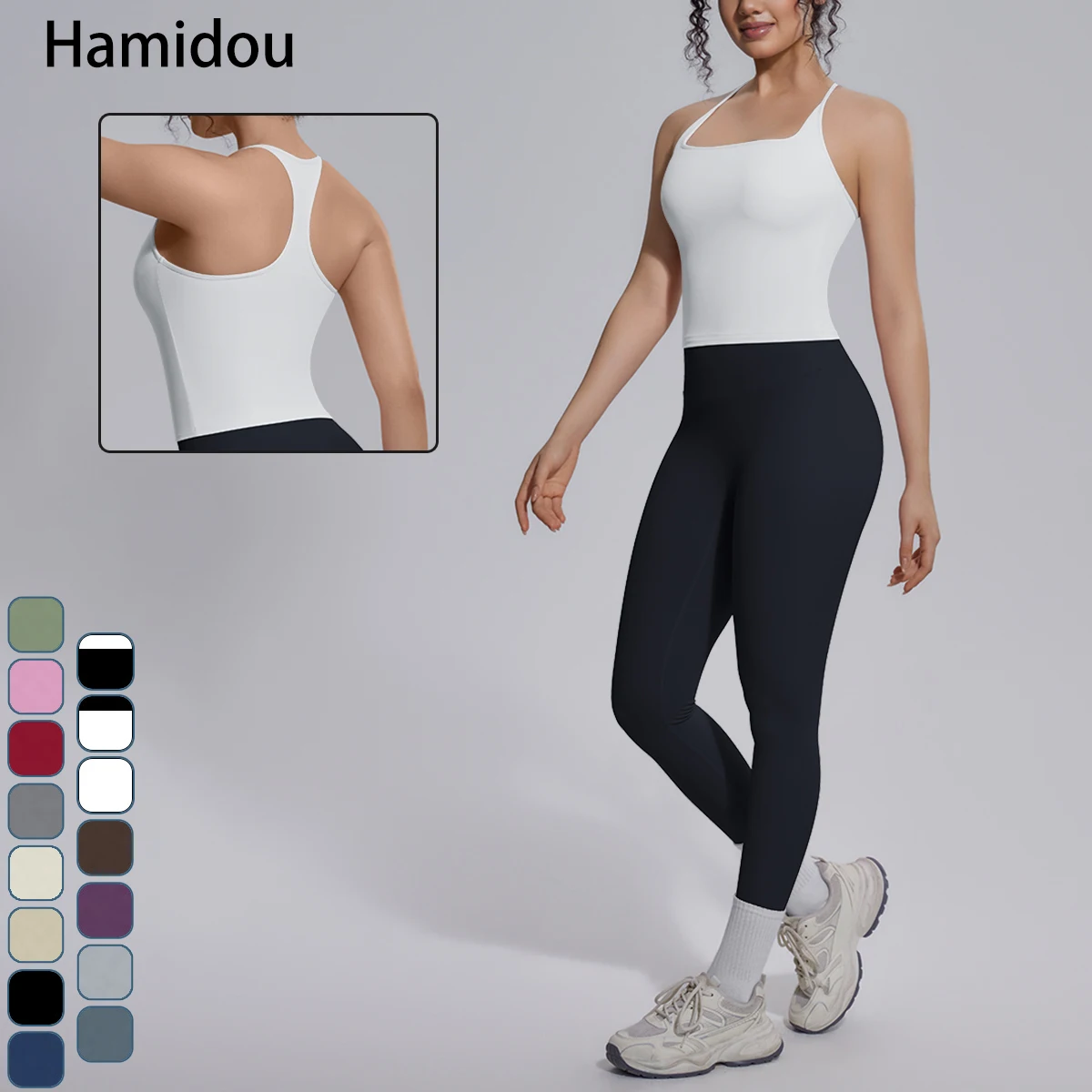 Hamidou 2PCS Yoga Set for Woman's Quick Drying Legging Outdoor Running Fitness Pants Summer Backless Solid Color I-shaped Vest
Hamidou 2PCS Yoga Set for Woman's Quick Drying Legging Outdoor Running Fitness Pants Summer Backless Solid Color I-shaped Vest