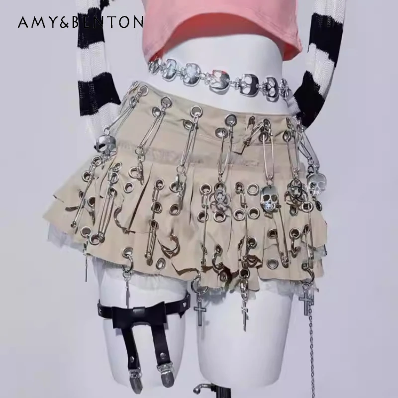 Original Design Apricot Metal Decoration Punk Women's Skirt Pants Autumn New Heavy Sweet Cool Sexy Mini Pleated Skirts Ladies
Original Design Apricot Metal Decoration Punk Women's Skirt Pants Autumn New Heavy Sweet Cool Sexy Mini Pleated Skirts Ladies
