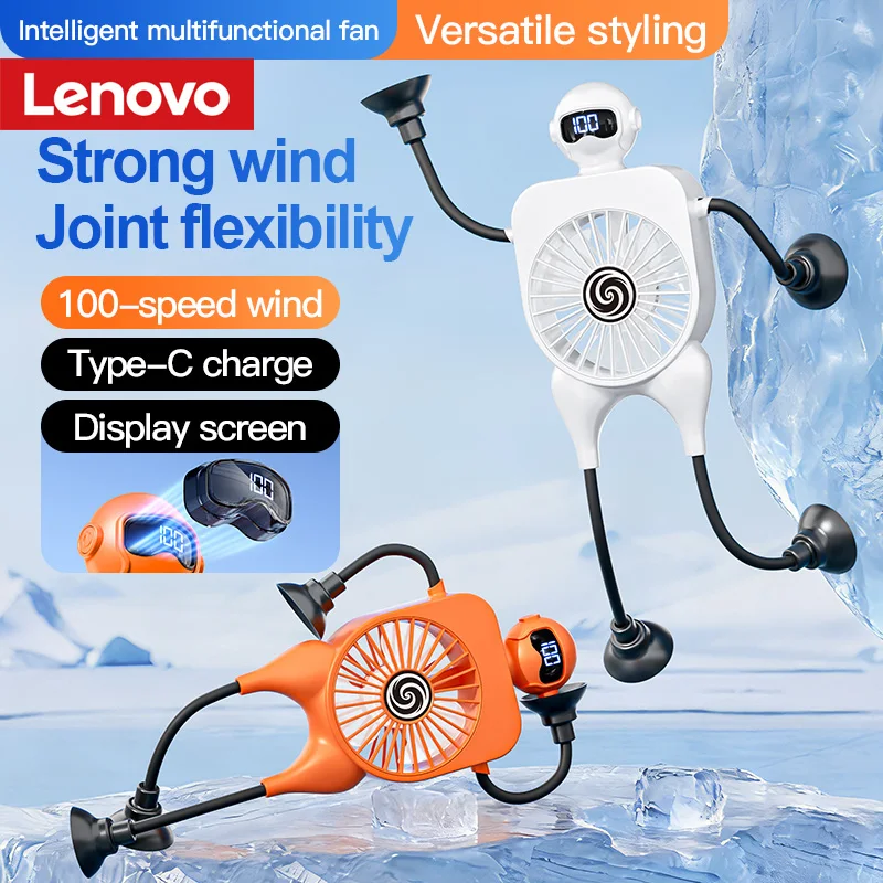 Lenovo 100-Speed Multifunctional Fan Digital Display USB Rechargeable Flexible Arms Suction Cups Hands-Free Fan with Phone Stand
Lenovo 100-Speed Multifunctional Fan Digital Display USB Rechargeable Flexible Arms Suction Cups Hands-Free Fan with Phone Stand