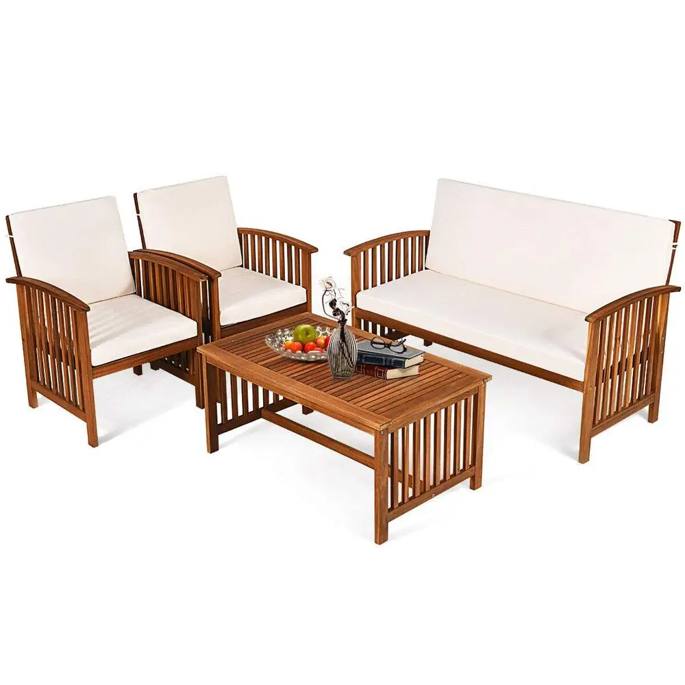 Outdoor 4 Pcs Acacia Wood Sofa Set w Water Resistant Cushions, Padded Patio Seating Chat Set w Coffee Table for Garden, Backyar
Outdoor 4 Pcs Acacia Wood Sofa Set w Water Resistant Cushions, Padded Patio Seating Chat Set w Coffee Table for Garden, Backyar