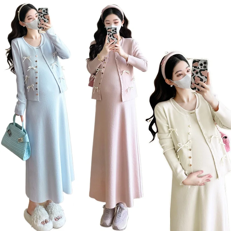 Maternity Autumn Dress 2025 Style Bow Long Sleeve Knitted Cardigan Camisole Dress Set for Petite Women
Maternity Autumn Dress 2025 Style Bow Long Sleeve Knitted Cardigan Camisole Dress Set for Petite Women