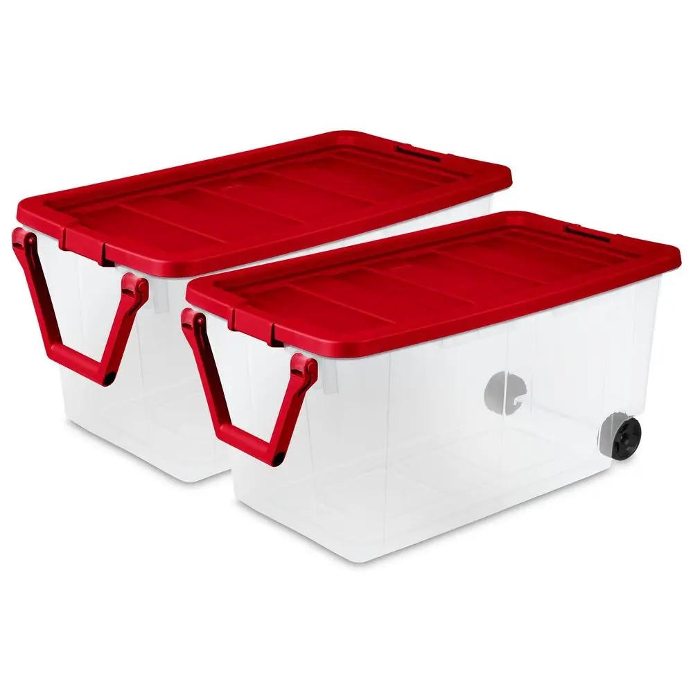2Pack 160 Quart Wheeled Storage Box, Seasonal Holiday Clear Organizer Bins, Red Portable HeavyDuty Plastic Containers with Hand
2Pack 160 Quart Wheeled Storage Box, Seasonal Holiday Clear Organizer Bins, Red Portable HeavyDuty Plastic Containers with Hand