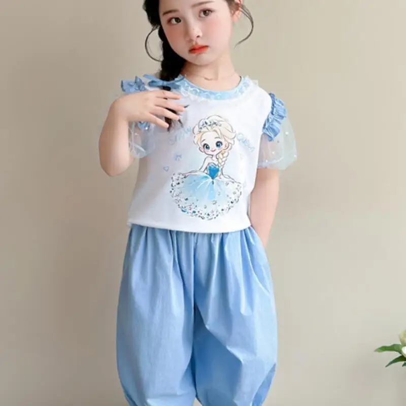 Children's Lace T-Shirt Straight Pants Suit Girls Summer New Short-Sleeved Wide-Leg Pants Short-Sleeved Fashion Two-Piece Set
Children's Lace T-Shirt Straight Pants Suit Girls Summer New Short-Sleeved Wide-Leg Pants Short-Sleeved Fashion Two-Piece Set